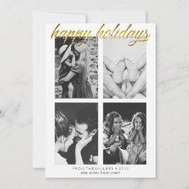 Tarjeta Festiva Simple brillo dorado Foto editable de vacaciones