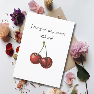 Tarjeta Festiva Simple Cherries novio esposo Día de San Valentín