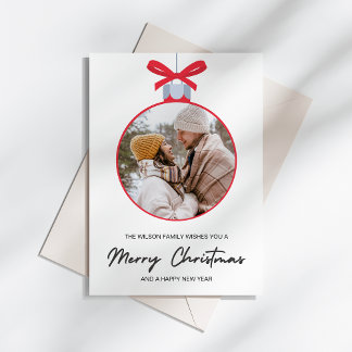 Tarjeta Festiva Simple Christmas Ornament Family Photo