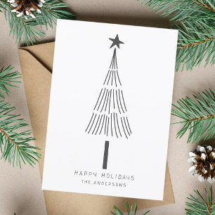 Tarjeta Festiva Simple Christmas Tree Photo Flat