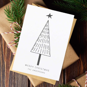 Tarjeta Festiva Simple Christmas Tree Photo Flat