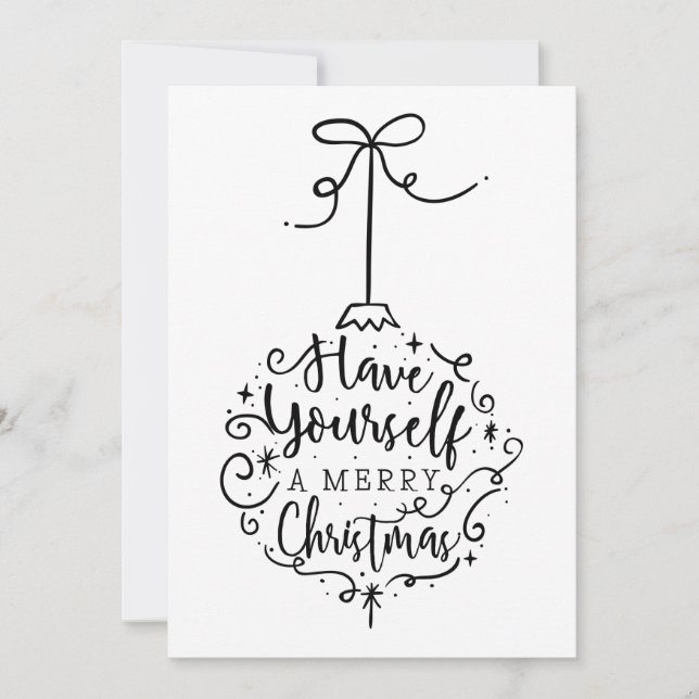 Tarjeta Festiva Simple Classic Merry Christmas Bauble Holiday Card (Anverso)