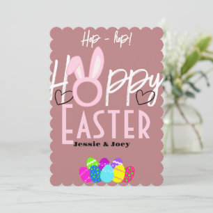 Tarjeta Festiva simple conejito de Pascua simple para niños lindos