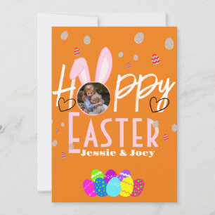 Tarjeta Festiva simple conejito de Pascua simple para una linda fo
