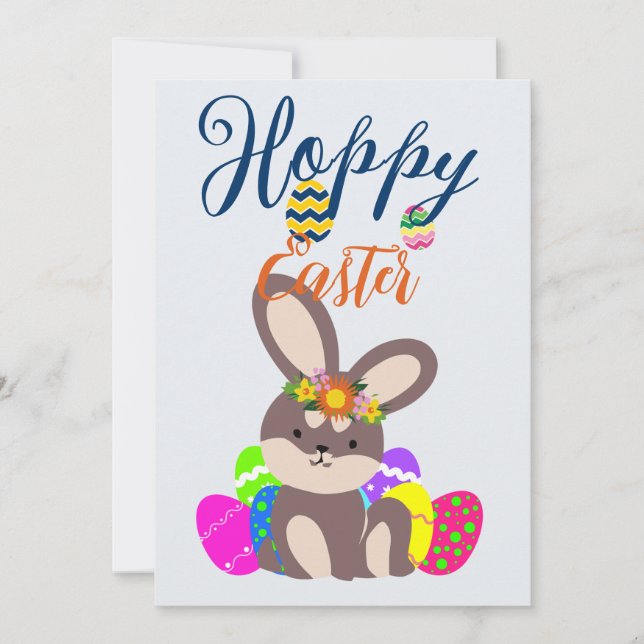 Tarjeta Festiva simple conejito moderno de Pascua feliz Pascua a l (Anverso)