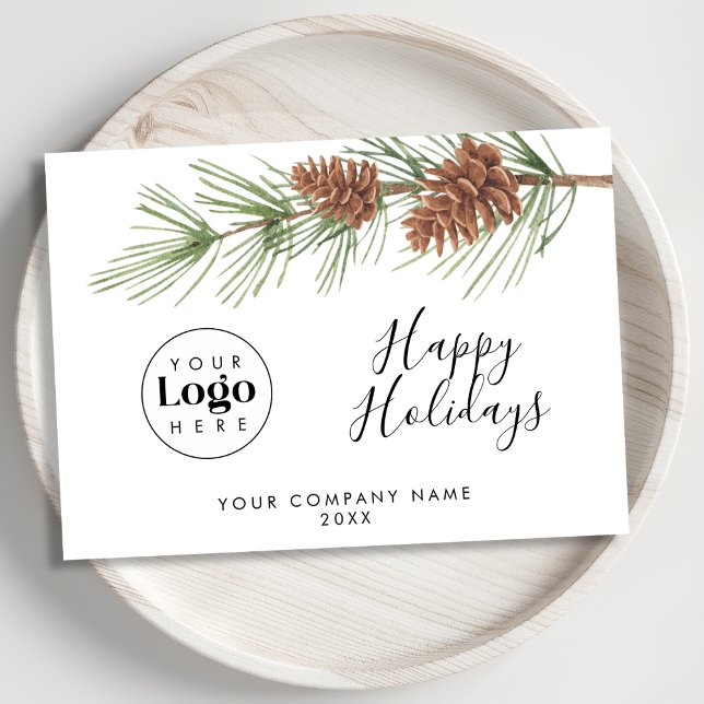 Tarjeta Festiva Simple Custom Logo Holiday Business Thank You Card (Subido por el creador)
