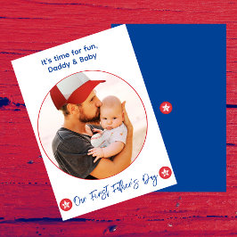 Tarjeta Festiva Simple Cute Nueva Familia Foto Primer Día del Padr