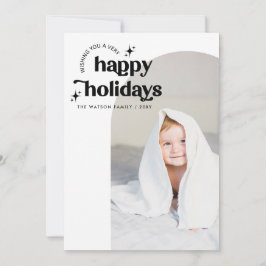 Tarjeta Festiva Simple Cute Retro Groovy Happy Holidays Photo