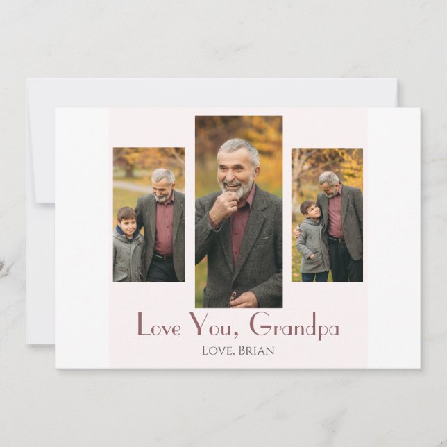 Tarjeta Festiva simple Día feliz del padre, abuelo tres foto (Anverso)