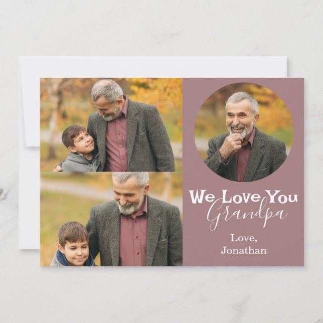Tarjeta Festiva simple Día feliz del padre, abuelo tres foto (Anverso)