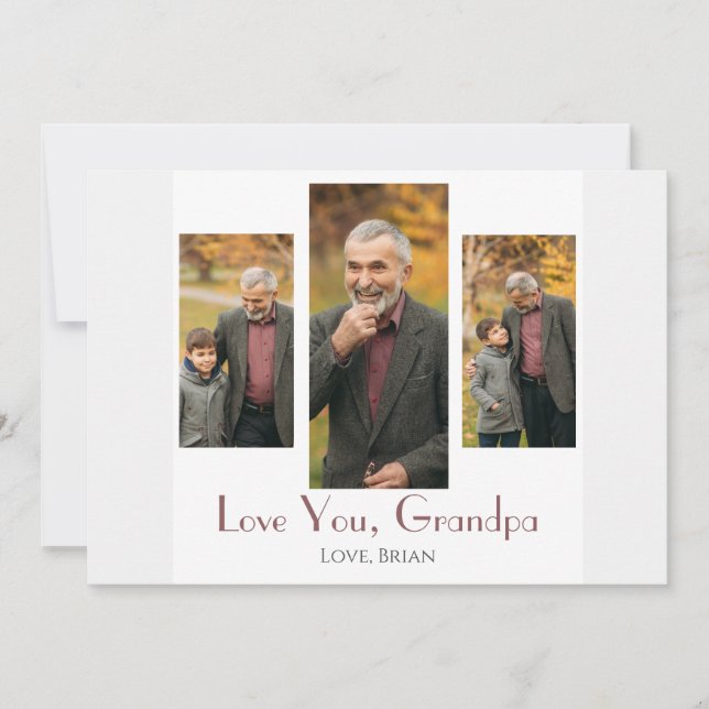 Tarjeta Festiva simple Día feliz del padre, abuelo tres foto (Anverso)