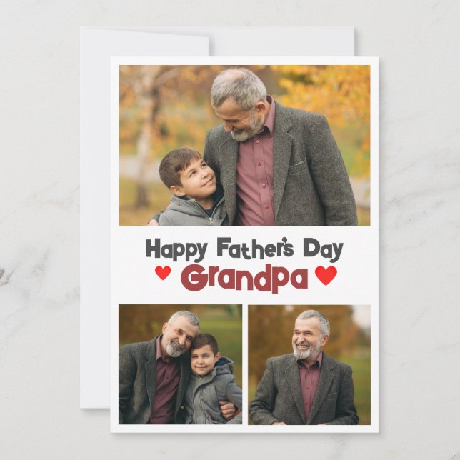 Tarjeta Festiva simple Día feliz del padre, abuelo tres foto (Anverso)