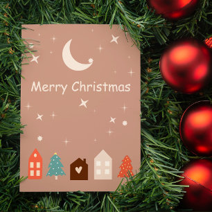Tarjeta Festiva Simple Earth Tone Merry Christmas