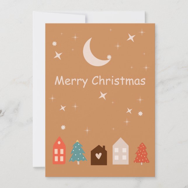 Tarjeta Festiva Simple Earth Tone Merry Christmas (Anverso)