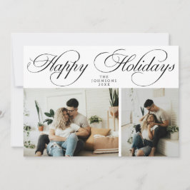 Tarjeta Festiva Simple Elegant Family 2 Photo Collage Christmas