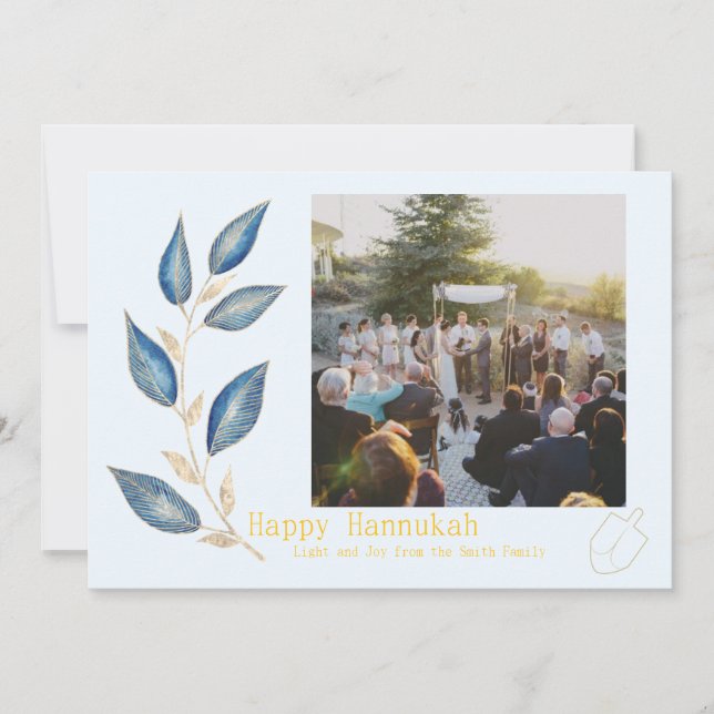 Tarjeta Festiva Simple Elegant Hannukah Card (Anverso)