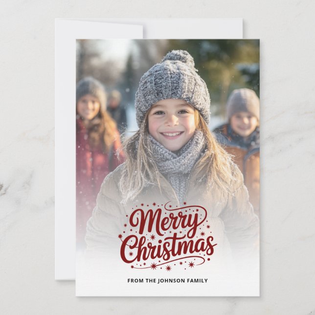 Tarjeta Festiva Simple Elegant Merry Christmas Photo Card Gradient (Anverso)