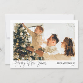 Tarjeta Festiva Simple Elegant Modern Happy New Year One Photo