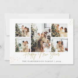 Tarjeta Festiva Simple Elegant Modern Happy New Year Photo Collage
