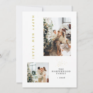 Tarjeta Festiva Simple Elegant Modern Happy New Year Two Photo