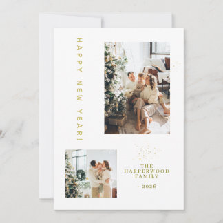 Tarjeta Festiva Simple Elegant Modern Happy New Year Two Photo