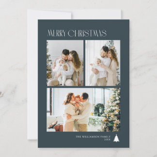 Tarjeta Festiva Simple elegant photo collage christmas