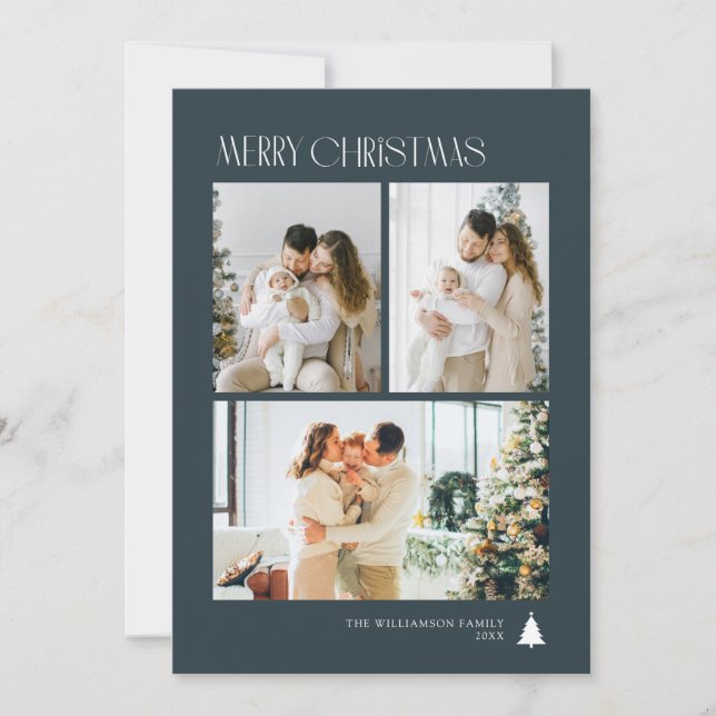 Tarjeta Festiva Simple elegant photo collage christmas (Anverso)