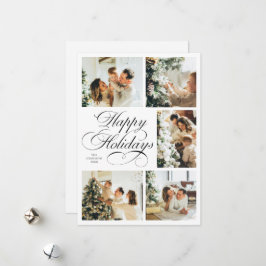 Tarjeta Festiva Simple Elegant Script Photo Collage Christmas