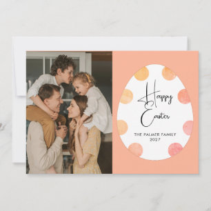 Tarjeta Festiva Simple Elegante Huevo Feliz Pascua Familia Foto