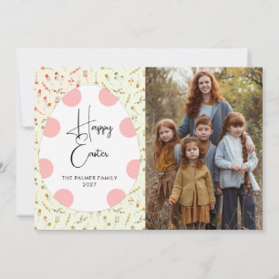 Tarjeta Festiva Simple Elegante Huevo Feliz Pascua Familia Foto