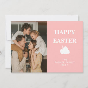 Tarjeta Festiva Simple Elegante Huevo Feliz Pascua Familia Foto