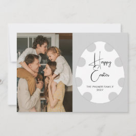 Tarjeta Festiva Simple Elegante Huevo Feliz Pascua Familia Foto