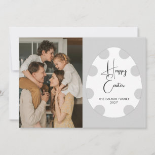 Tarjeta Festiva Simple Elegante Huevo Feliz Pascua Familia Foto