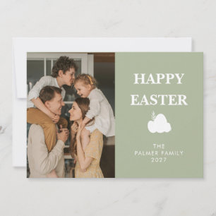 Tarjeta Festiva Simple Elegante Huevo Feliz Pascua Familia Foto