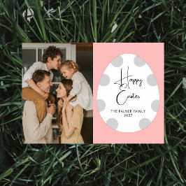 Tarjeta Festiva Simple Elegante Huevo Feliz Pascua Familia Foto