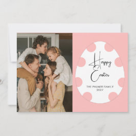 Tarjeta Festiva Simple Elegante Huevo Feliz Pascua Familia Foto