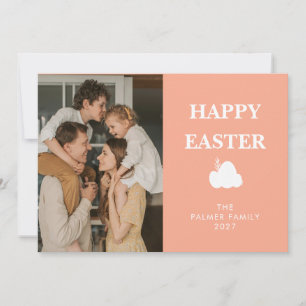 Tarjeta Festiva Simple Elegante Huevo Feliz Pascua Foto Familiar