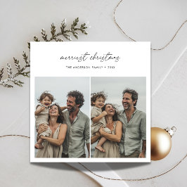 Tarjeta Festiva Simple escritura a mano - Foto familiar de los Nav