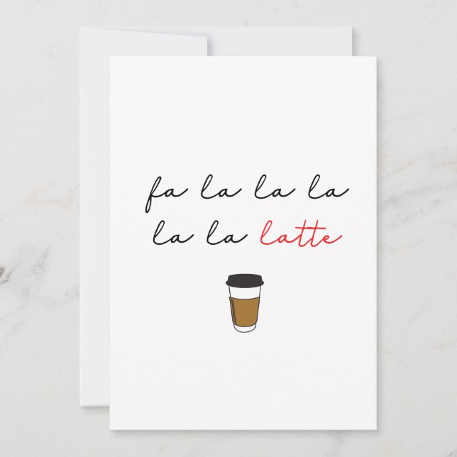 Tarjeta Festiva Simple Fa la latte Navidades de la cafetería (Anverso)