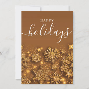 Tarjeta Festiva Simple Felices Fiestas Navidades Purpurina Nieve O