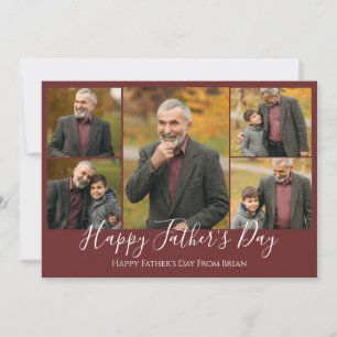 Tarjeta Festiva simple Feliz Día del Padre, abuelo Cinco fotos