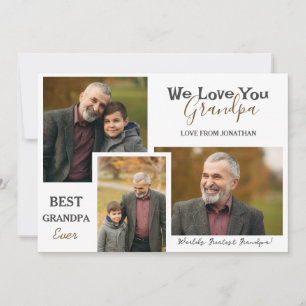 Tarjeta Festiva simple Feliz Día del Padre, abuelo Tres fotos
