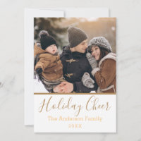 Simple festividad blanca Cheque Faux Gold Photo