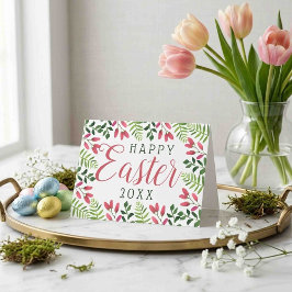 Tarjeta Festiva Simple Flor de Primavera Feliz Pascua