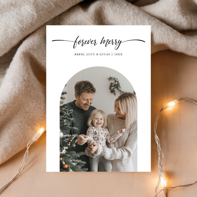 Tarjeta Festiva Simple Forever Merry Family Photo Baby Christmas (Subido por el creador)