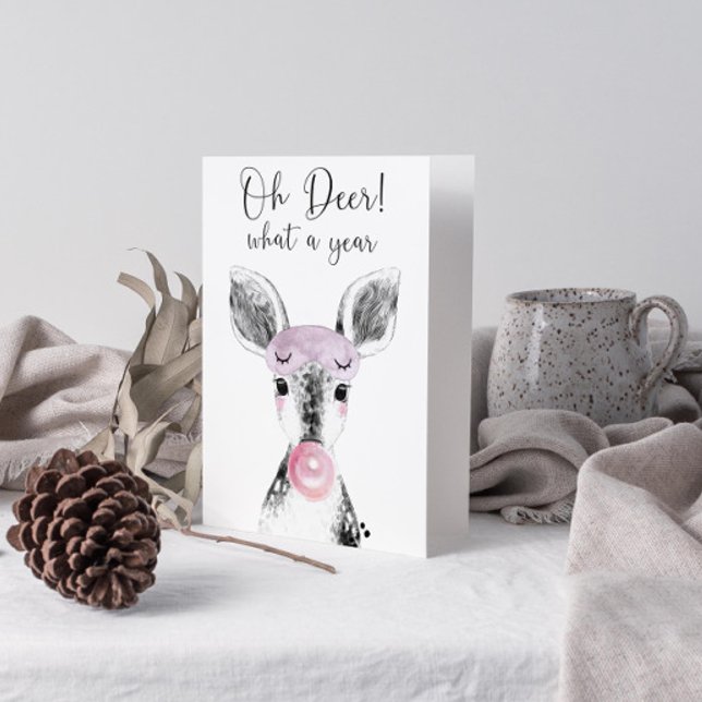 Tarjeta Festiva Simple Foto de Citación Escandinava de Oh Deer en  (Get into the holiday spirit with a heartfelt folded christmas card! 🎅)