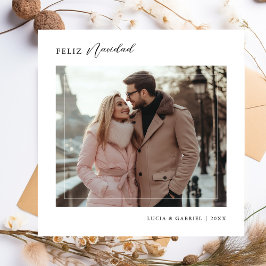 Tarjeta Festiva Simple foto de Navidades navideños en blanco y neg