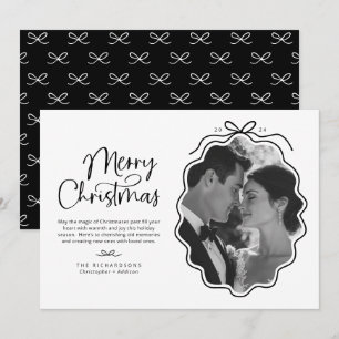 Tarjeta Festiva Simple Foto Retro Ondulada Blanco y Negro