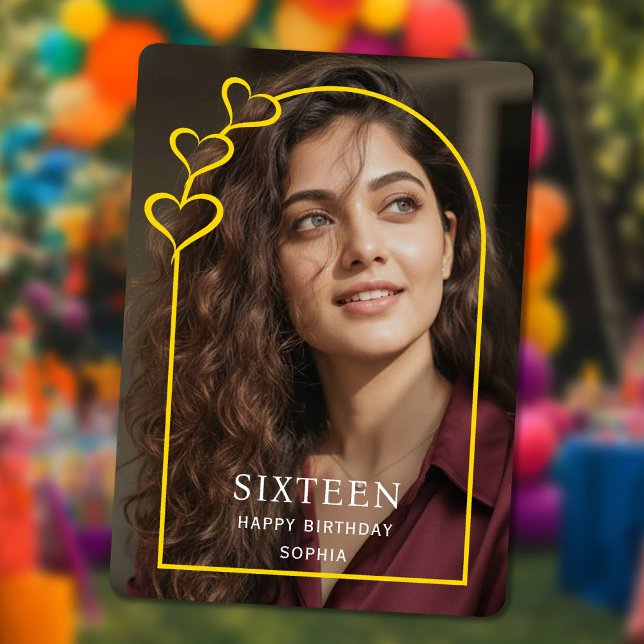 Tarjeta Festiva simple Gold Arch and heart sweet 16 Birthday Card (simple Gold Arch and heart sweet 16 Birthday Card)