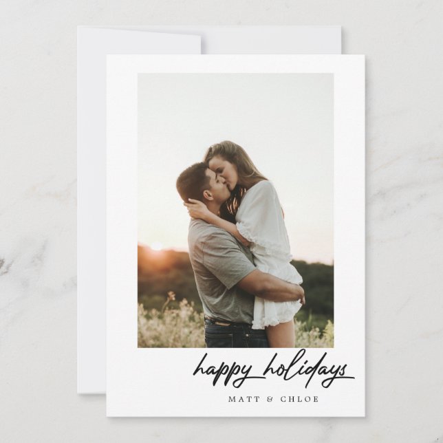 Tarjeta Festiva Simple Happy Holidays Christmas Photo Card (Anverso)